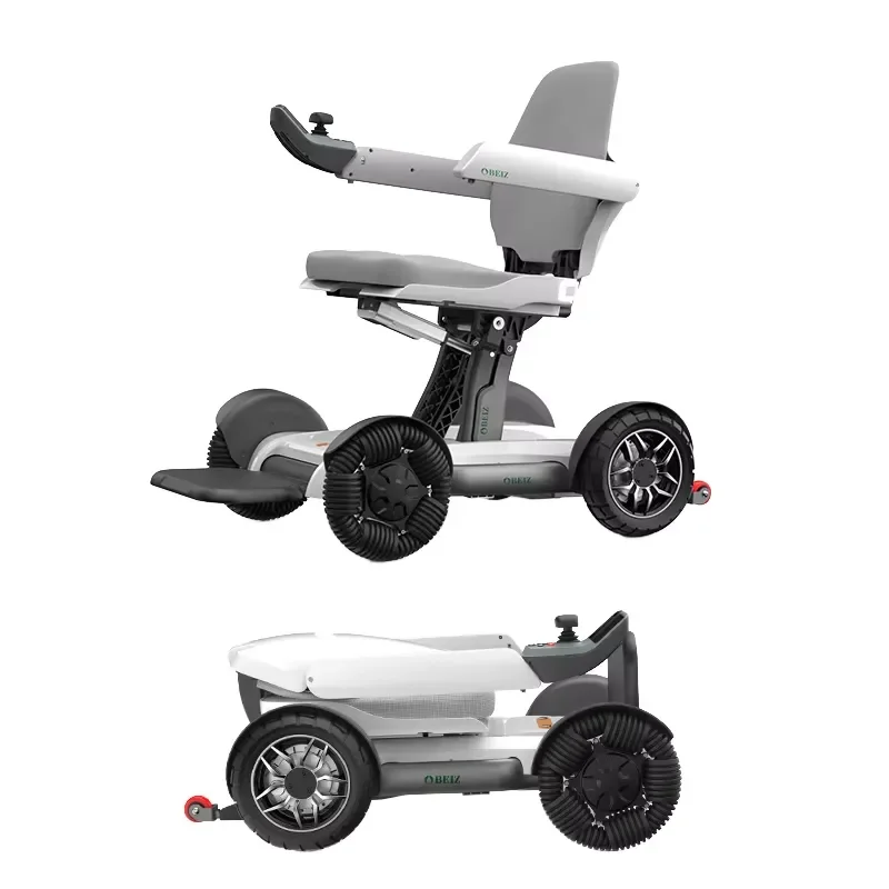 Intelligent Automatic Folding All Terrain Electric Wheelchair with Removable Battery Wireless Control for Disabled People