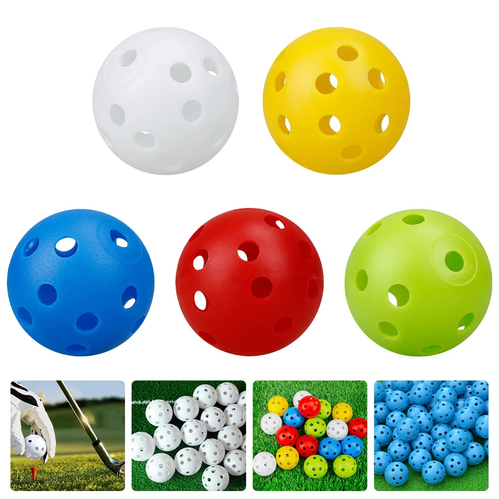 

50 Pcs Colored Golf Balls Indoor Practice Golfs Training Hollow-out for Golfing with Holes Mini Plastic