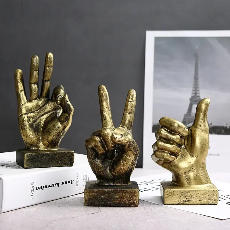 VILEAD Retro Nordic Encourage Hand Gesture Finger Desk Ornaments Interior Creative Modern Fashion Living Room Office  Decoration