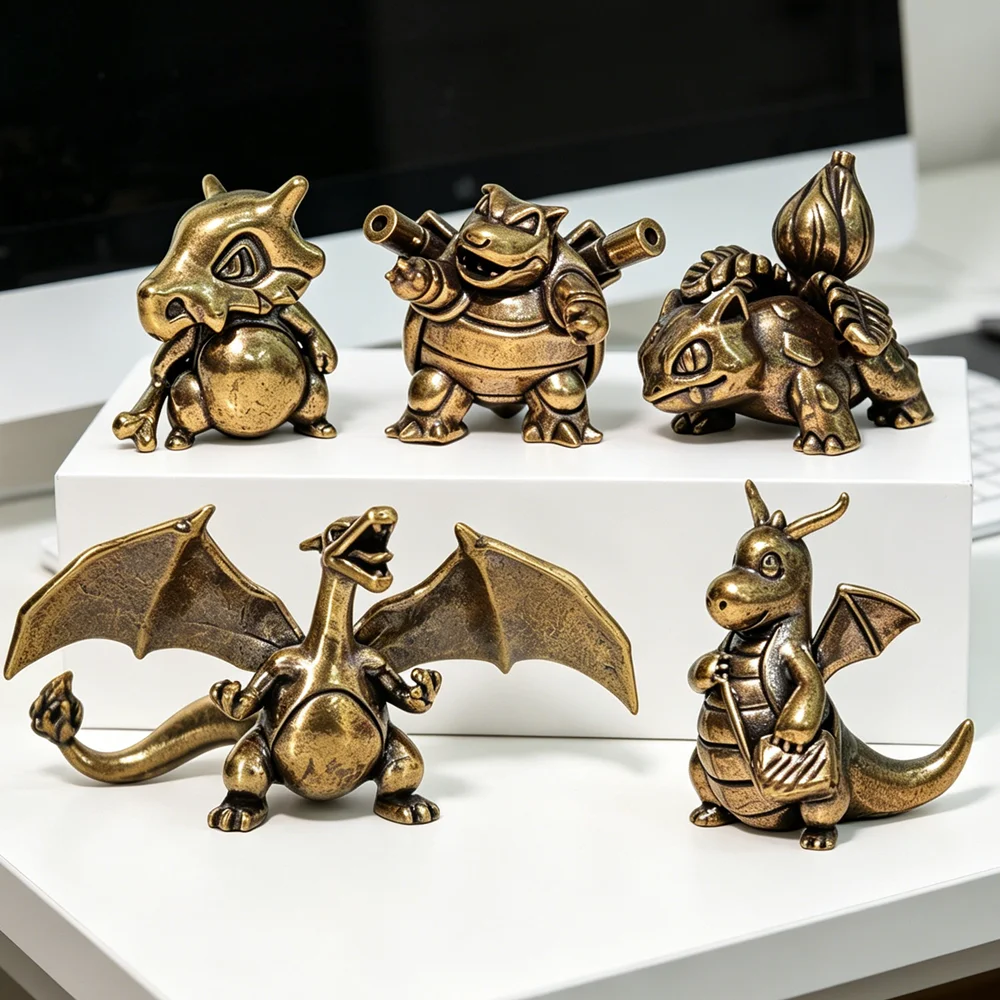 Pokémon Brass Figure Charizard Blastoise Dragonite Bulbasaur Lucario Squirtle Statue Animal Figurines Model Decoration gift