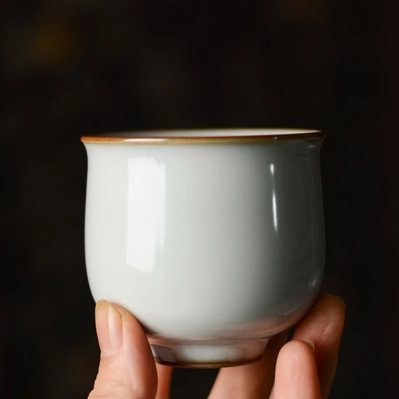 ★Jingdezhen Official Kiln Ru Ware Tea Tasting Cup Fragrance Kung Fu Tea Set Handmade Master Cup Single Cup Tea Ceremony Personal