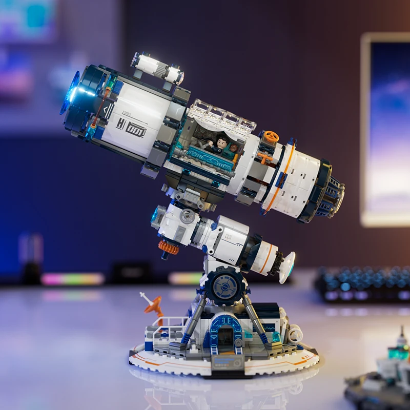 مجموعات مكعبات بناء تلسكوب Weekit برنامج استكشاف النجوم التكنولوجيا الفائقة تلسكوب الطوب الجذعية لعب الكبار هدية مع LED