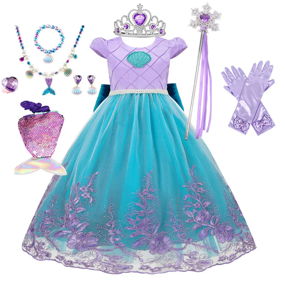 Fantasia de Fotografia para Meninas, Vestido de Princesa para Festa de Aniversário, Vestido Puff da Pequena Sereia Ariel, Vestidos para Festivais