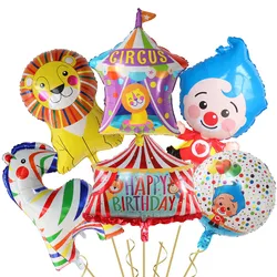 Zebra Clown Animal Party Happy Birthday Foil Helium Balloon Decoration Circus Troupe Lion Kids Toy Baby Showers Inflate Globos