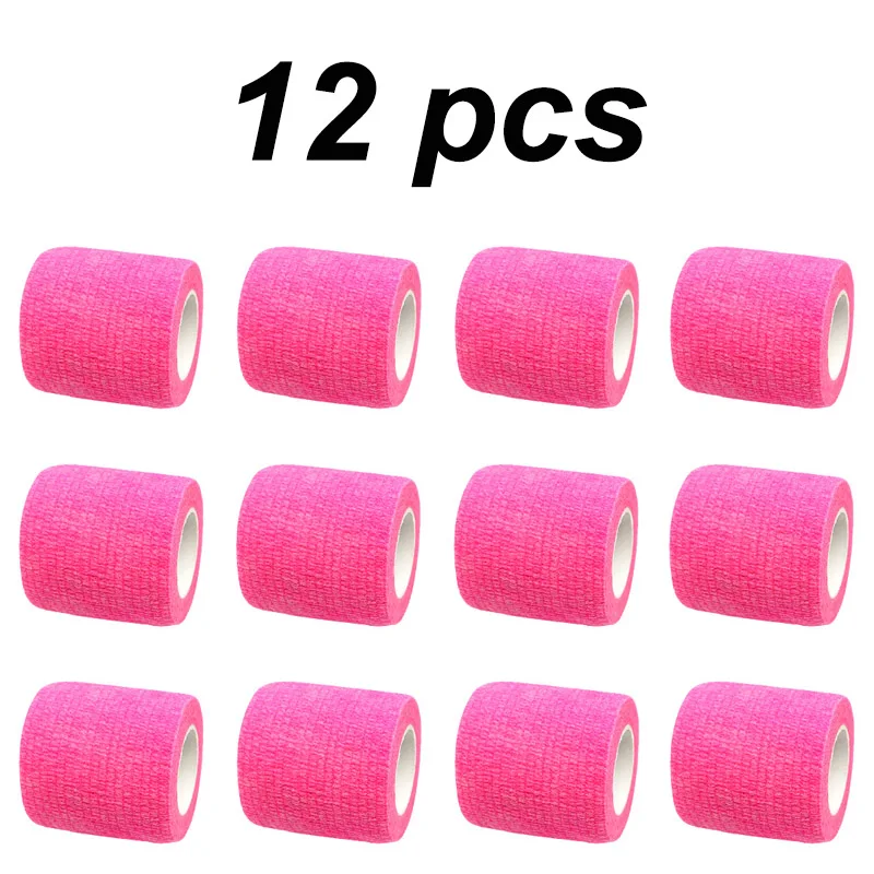 Hot Pink Color Tattoo Anti-slip Bandage Self-adhesive Elastic Bandage 1/6/12/24/32/48 pcs Disposable Athletic Nonwoven