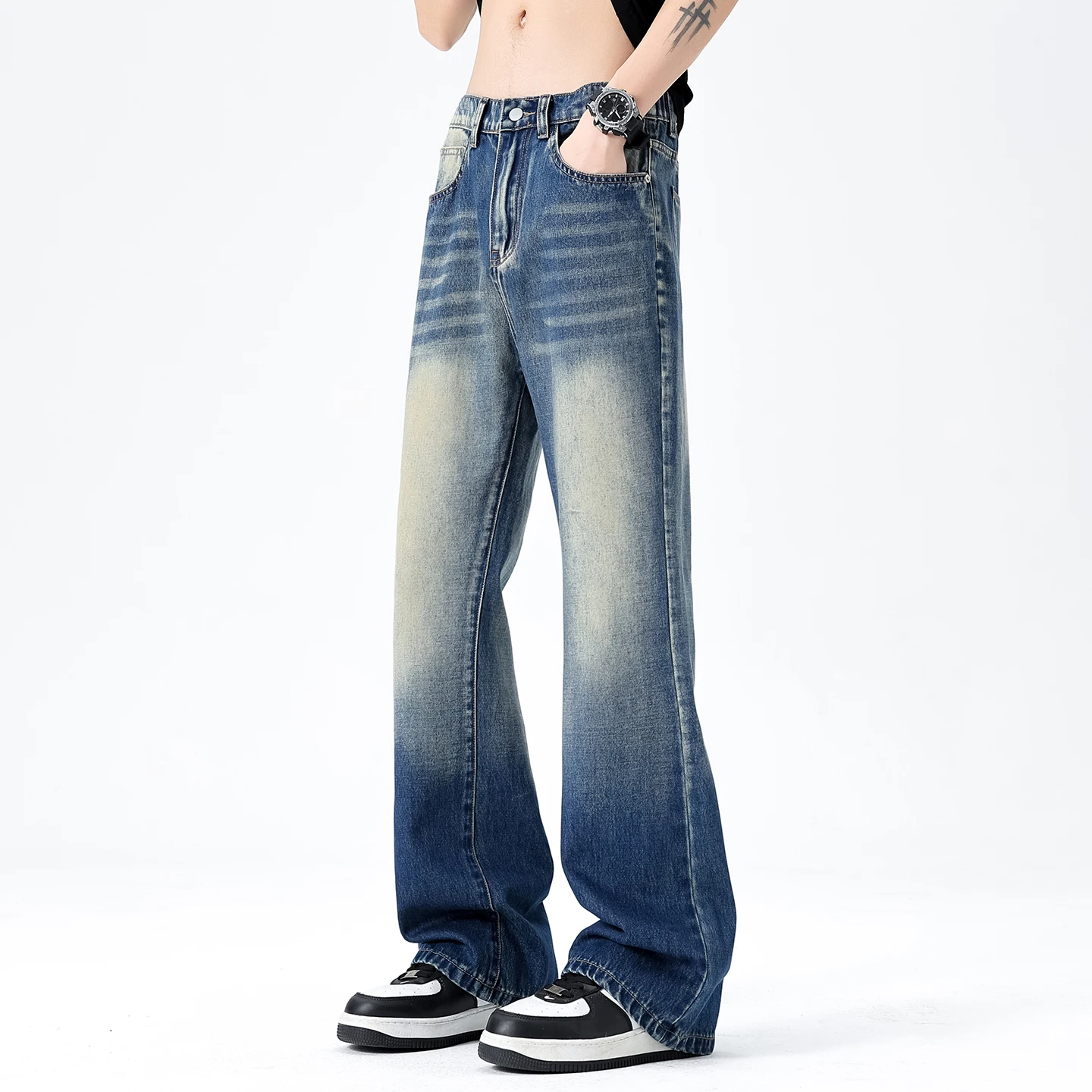 

﻿ Spring Summer Cotton Men's Straight Vintage Jeans Casual Trousers Personality High Quality Male Korean Fashion Denim Pants