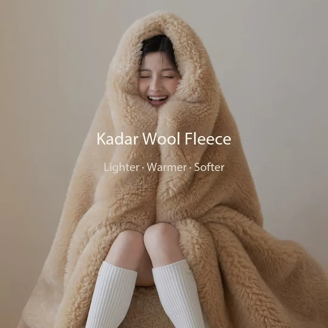 Light luxury and high-end solid color blanket for winter plus velvet and thickened double-layer warm Kadar wool sofa cover blank