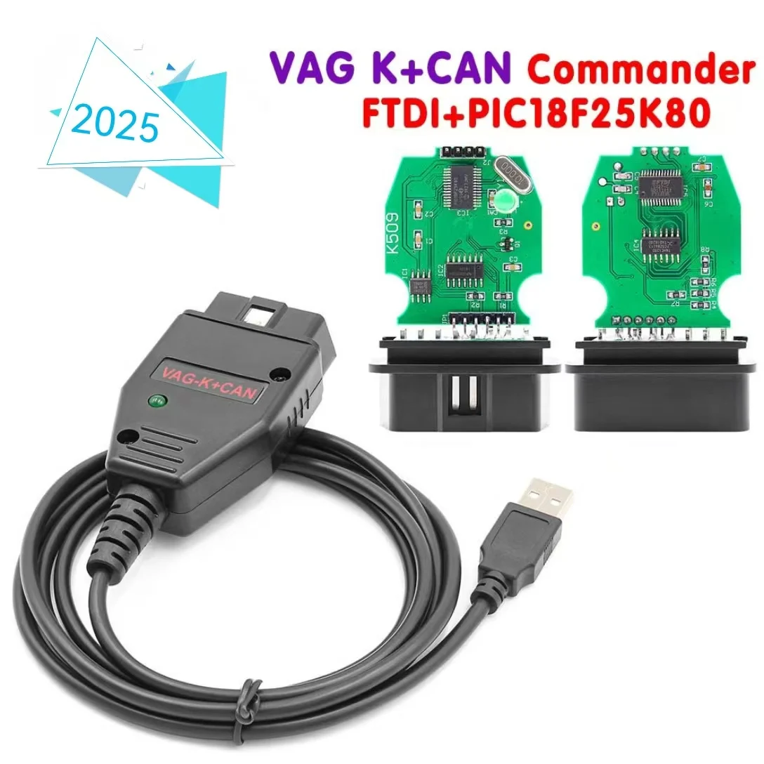 

(!!! Для VW/AUDI Commander 1.4 VAG K + CAN OBDII сканер OBD2 диагностические инструменты автомобильные аксессуары с FT232RL PIC18F25K80 чип-кабель
