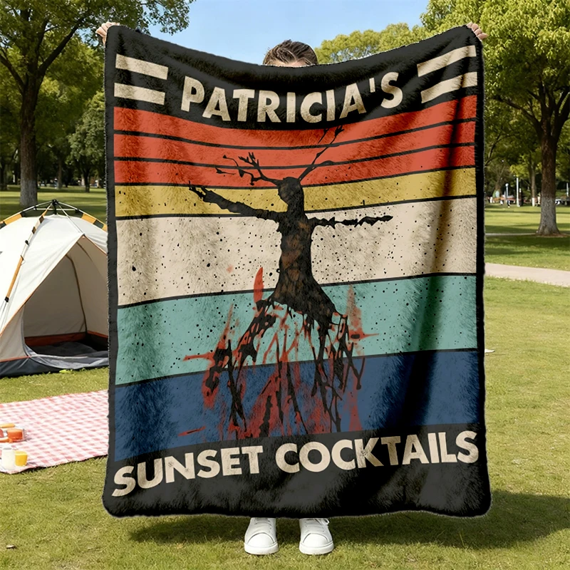 Vintage design Beach Reads Patricia's Sunset Cocktails Bonfire Flannel Blanket, Patricia Flannel Blanket