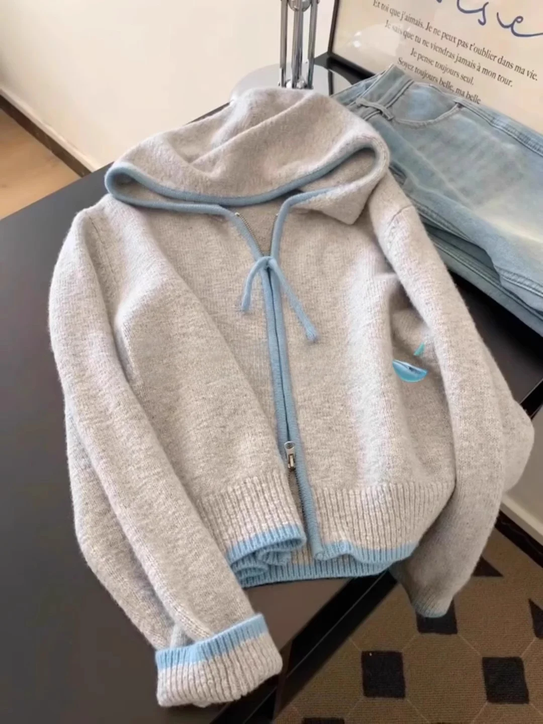 

Women's Knitted Zipper Hoodie Cardigan Soft Cozy Autumn Winter New Sle Casual High End Feel Color Blo Sweater Top