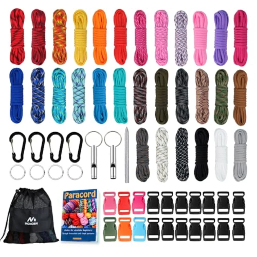 

Paracord Combo Kits - 550 Type III Parachute Cord - Bracelet Crafting Kits, Survival Rope Making lanyards, Dog Collar, Bracelet
