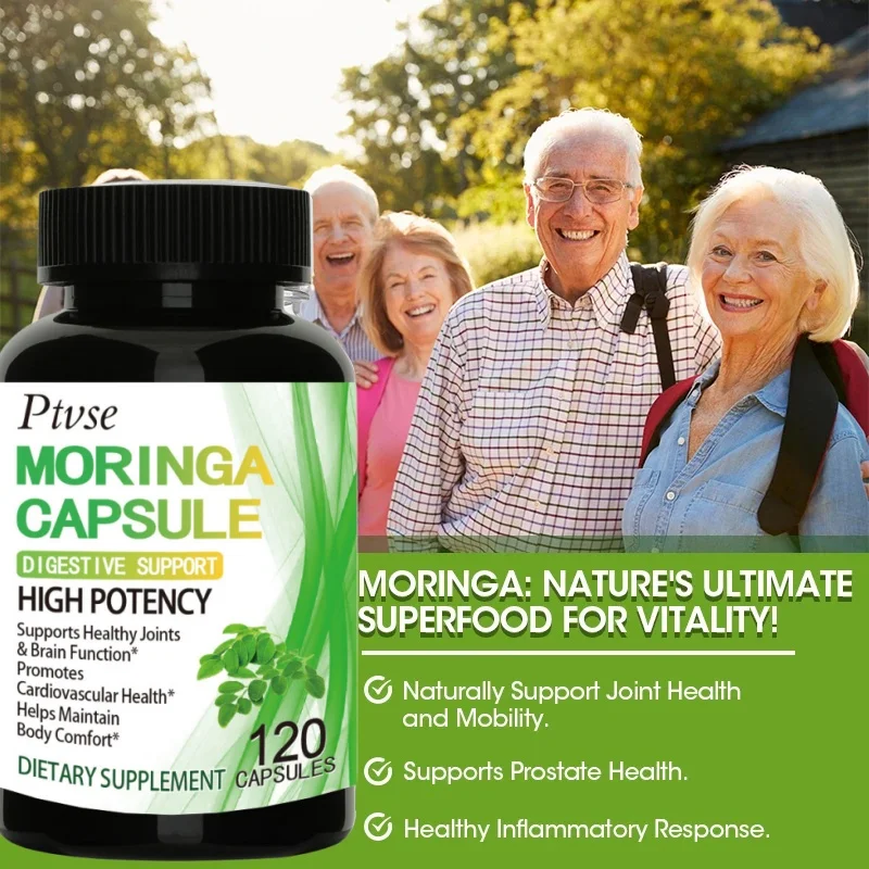 Organic Green Moringa Capsules Powerful Beauty Health Supplement Immune System and Heart Health Bones and Teeth Health