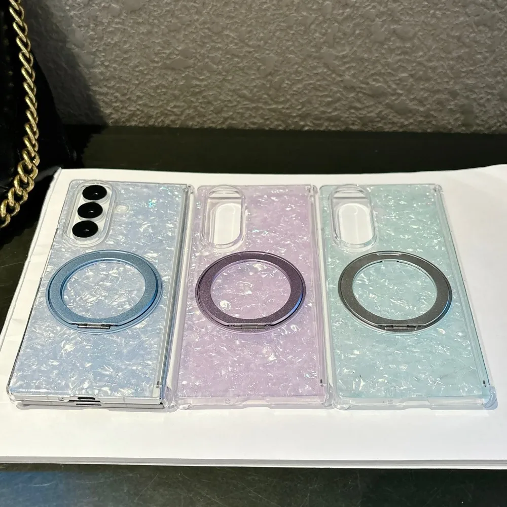 

Colorful For Samsung Galaxy Z Fold 6 7 5G Rotating Bracket Phone Case Magnetic Hinge Protective PC Hard Shell (Only Back Cover)