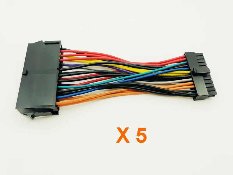 5 pces 14cm atx psu padrão 24pin fêmea para mini 24p macho adaptador de alimentação interna conversor cabo fio para dell 780 980 760 960 pc