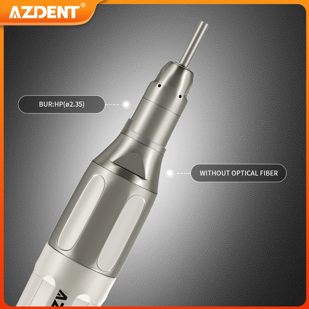 1PC AZDENT Dental Low Speed Handpiece 1:1 Contra Angle for ø2.35mm CA Burs Push Button Straight NoseCone Air Motor 2/4 Holes