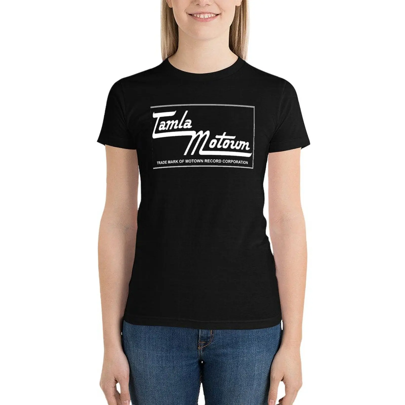 

Tamla Motown Label T-Shirt summer tops oversized Female clothing shirts graphic tees Women clothing