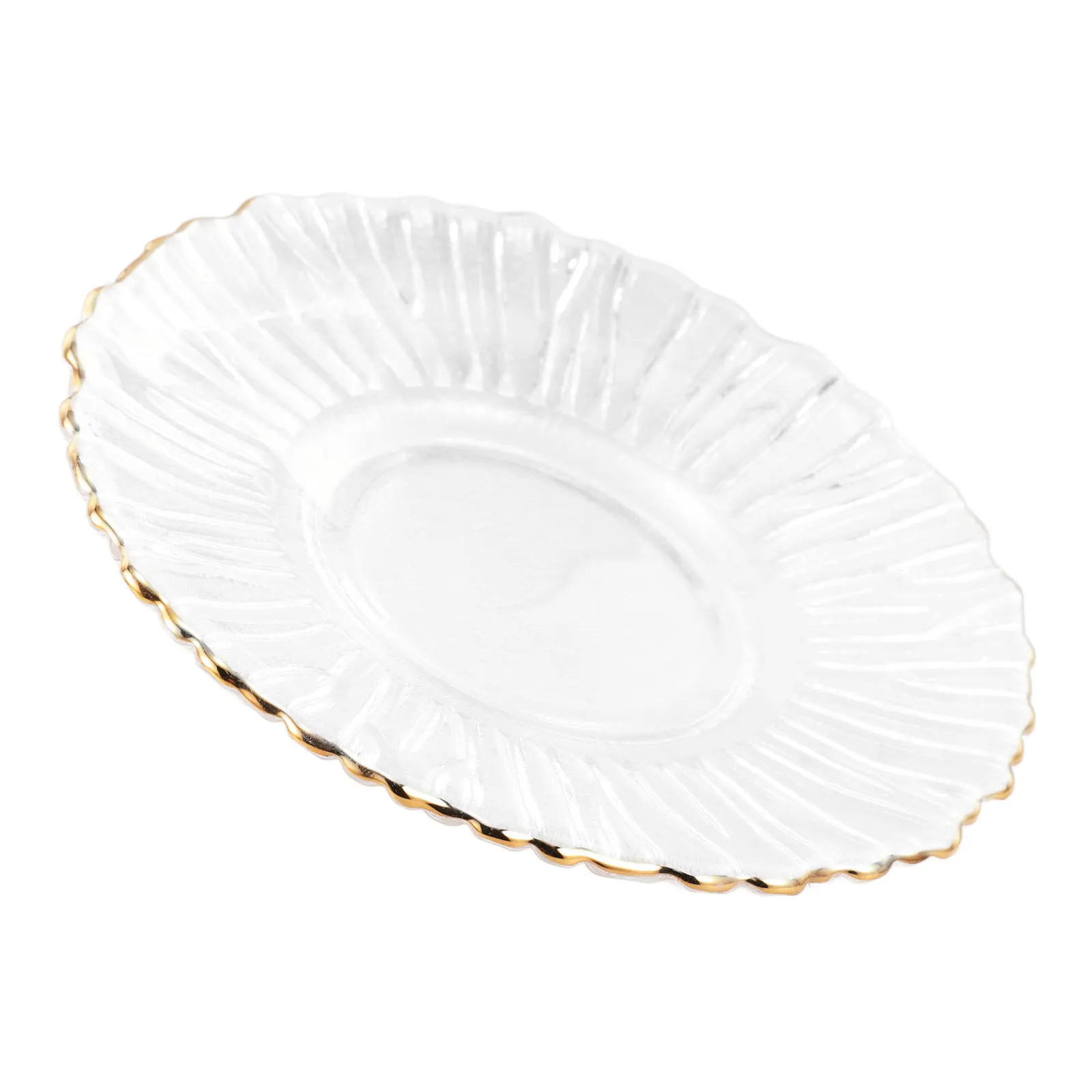 Elegant Japanese Glass Teacup Coaster Tree Bark Pattern Chic Rim Transparent Saucer for Tea Coffee Snacks Decorative Kitchen