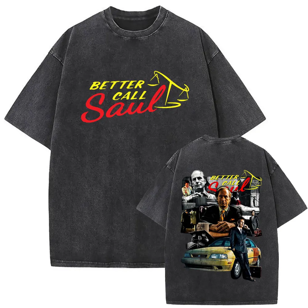 Better Call Saul A Lawyer You Can Trust Vintage Washed T Shirt Heisenberg TV Breaking Bad T-shirt Men Fashion Oversized T-shirts