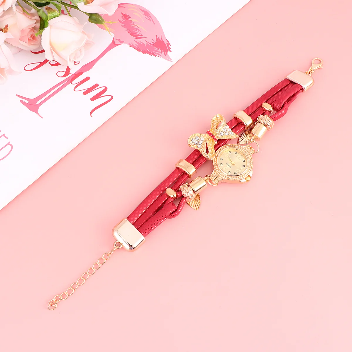 

Watches Bracelet Wristwatch Fashion Women Women's Gift Creative Quartz Red Miss