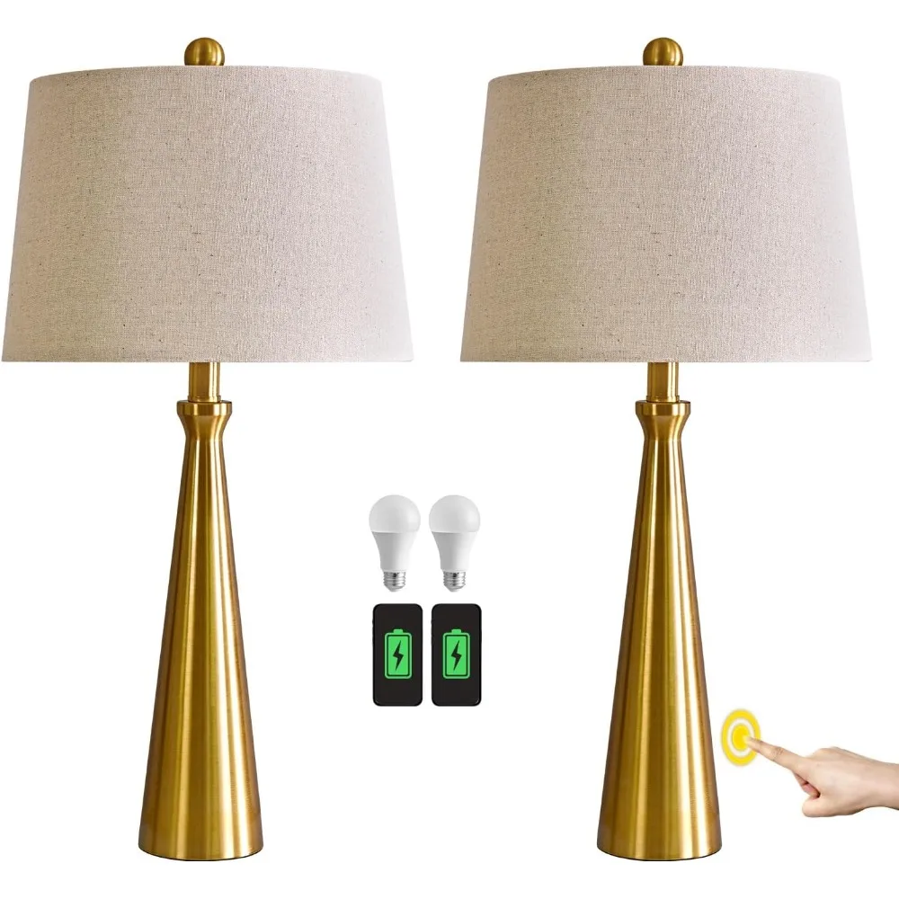 

Oneach 25.75" 3-Way Dimmable Touch Control Modern USB Table Lamp Set of 2 for Living Room Bed Room Bedside Nightstand Lamps