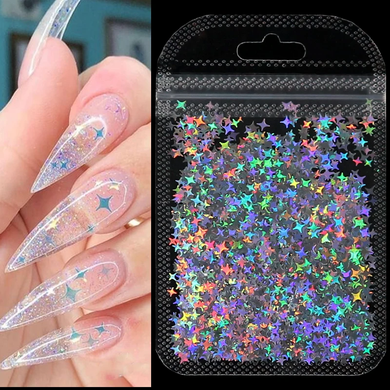 ¡Oferta! 2g Purpurina Holográfica para Arte de Uñas Láser Estrella Mariposa Lentejuelas Escamas AB Lentejuelas DIY Decoraciones de Uñas Láminas Accesorios 2