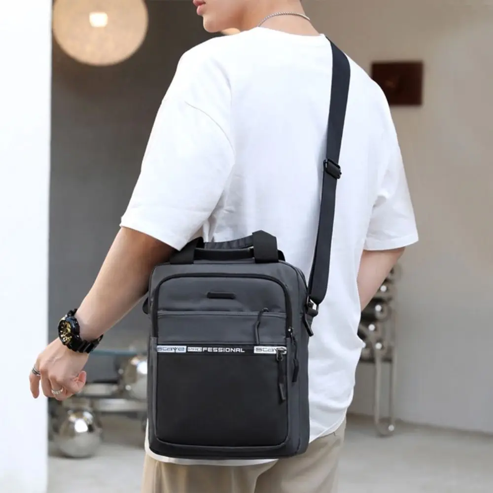 Men\'s Business Shoulder Bag Fashion Casual Solid Color Large Capacity High Quality Oxford Cloth Waterproof Multifunctional Bag