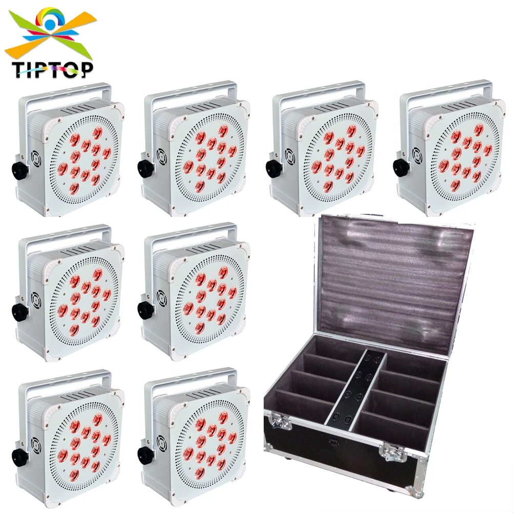 

Wholesales 8IN1 Charging Flight Case+8XLOT 24500MHA Lithium Battery American DJ PAR 12X18W 6in1 DMX512 Protocol 2.4G Wireless