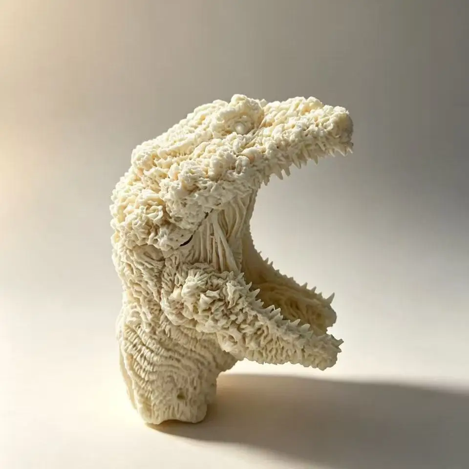 13cm 3D Printed GK White Blank Model Figurine Sculpture Roaring Beast DIY Coloring Self-assembly Model Craft Gift