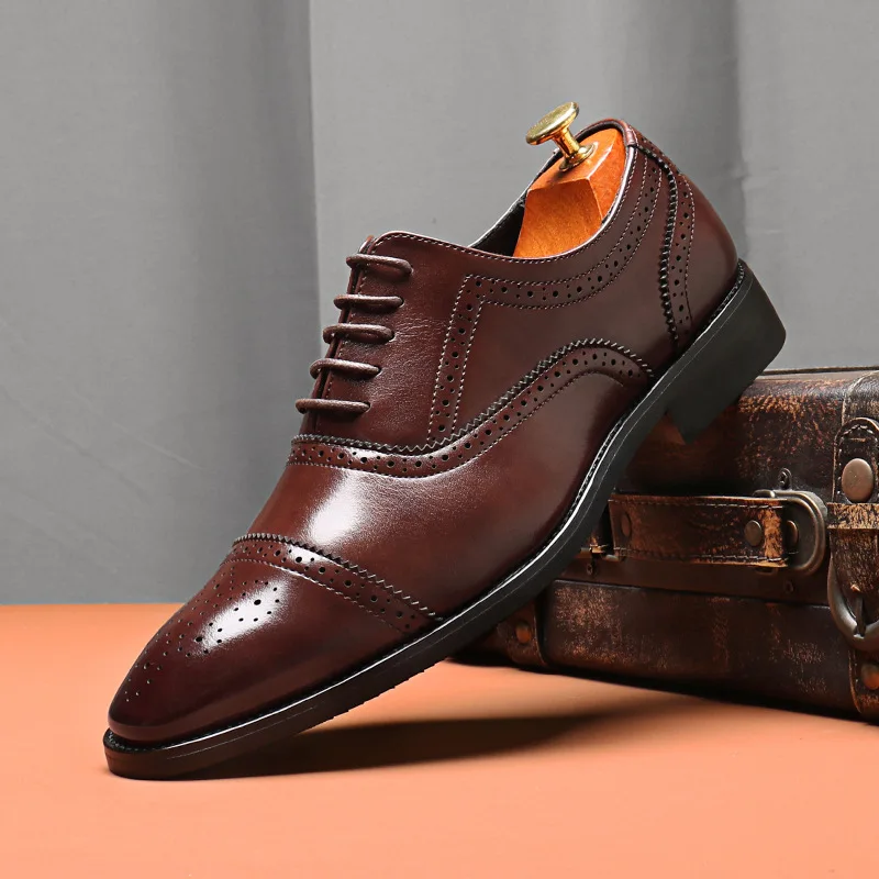 

Роскошные модельные туфли, модные мужские оксфорды из натуральной кожи с итальянскими кончиками крыльев, французские броги, деловые свадебные официальные туфли для мужчин