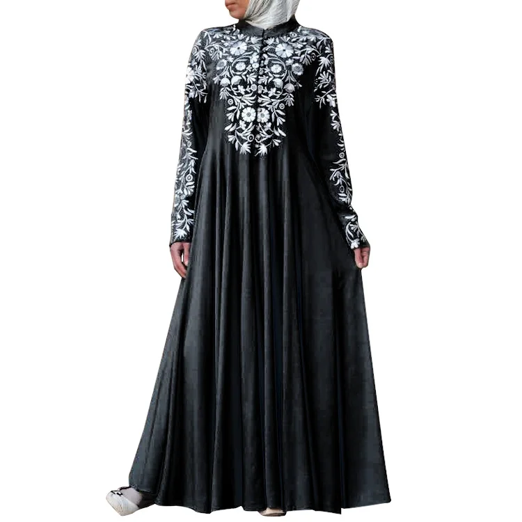 Floral Abaya Dubai Luxury Large Size 4 Colors Women's Prayer Garment Turkey Islamic Eid Ramadan Robe Clothing Caftan Femme