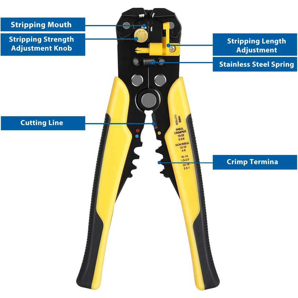Automatic Wire Stripping Tool Self-adjusting Wire Stripper Cable Cutter Crimper Cutting Pliers Tool for Industry LK-AA412