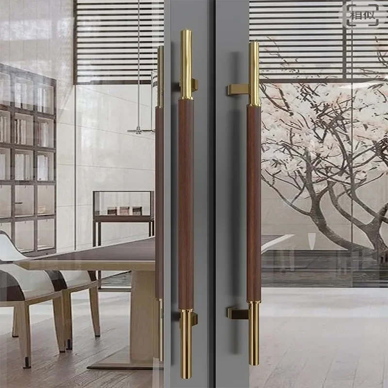 Stainless Steel Sliding Door Handle Thickened Round Tube Wood Grain Finish Oblique Foot Step Pull for Wooden Glass Interior