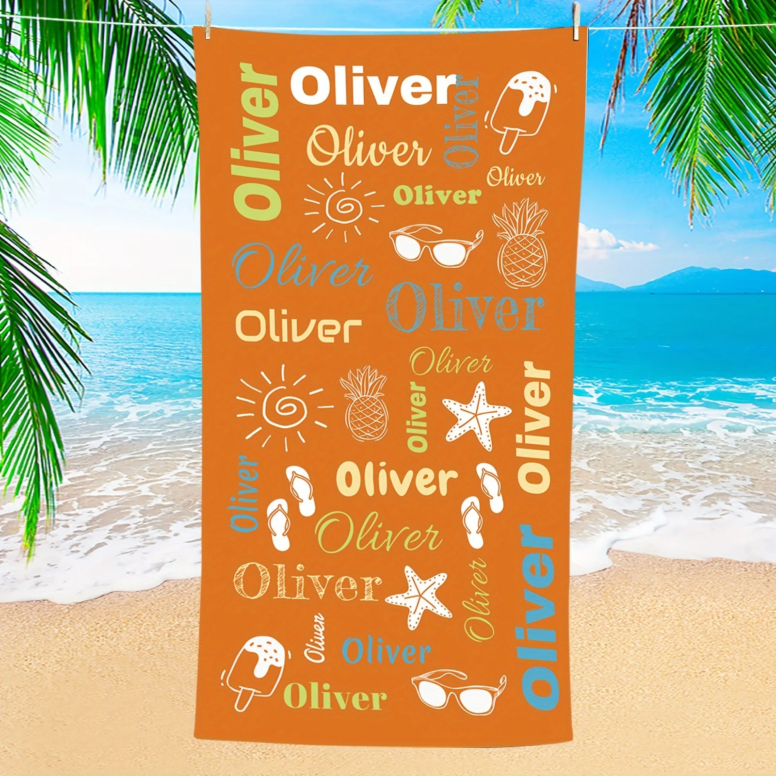 Toalla de playa personalizada con nombre toalla microfibra_voghion.com