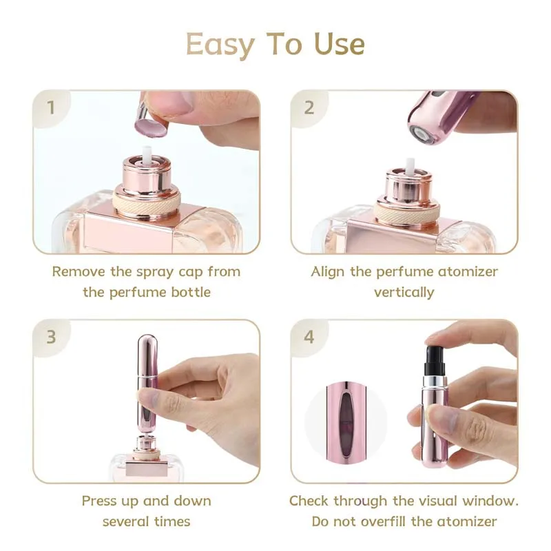 5ml Portable Mini Refillable Perfume Bottle With Spray Scent Pump Empty Cosmetic Containers Atomizer Bottle For Travel