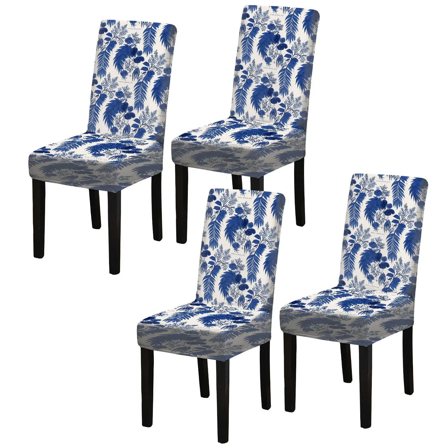 Stretch printed dining chair cover, removable and washable anti-scratch seat cover, plant and flower pattern