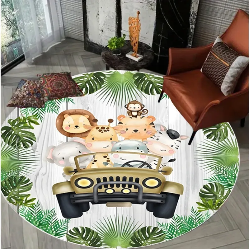 Wild Safari Animal Floor Mat Giraffe Lion Rug for Kids Room 