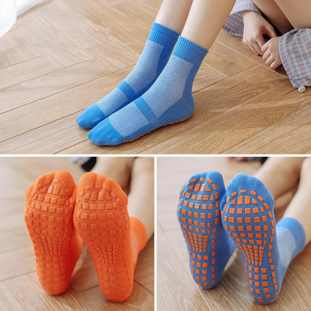 1 Pair Trampoline Socks For Kids Adults Cotton Breathable Sport Silicone Non-Slip Floor Socks Boy Girl Early Education Socks