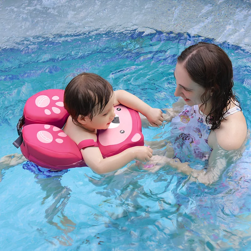 Swimbobo New Cute and practical pink Bear Non-inflatable Baby float ring Newborn swim ring underarm ring child float