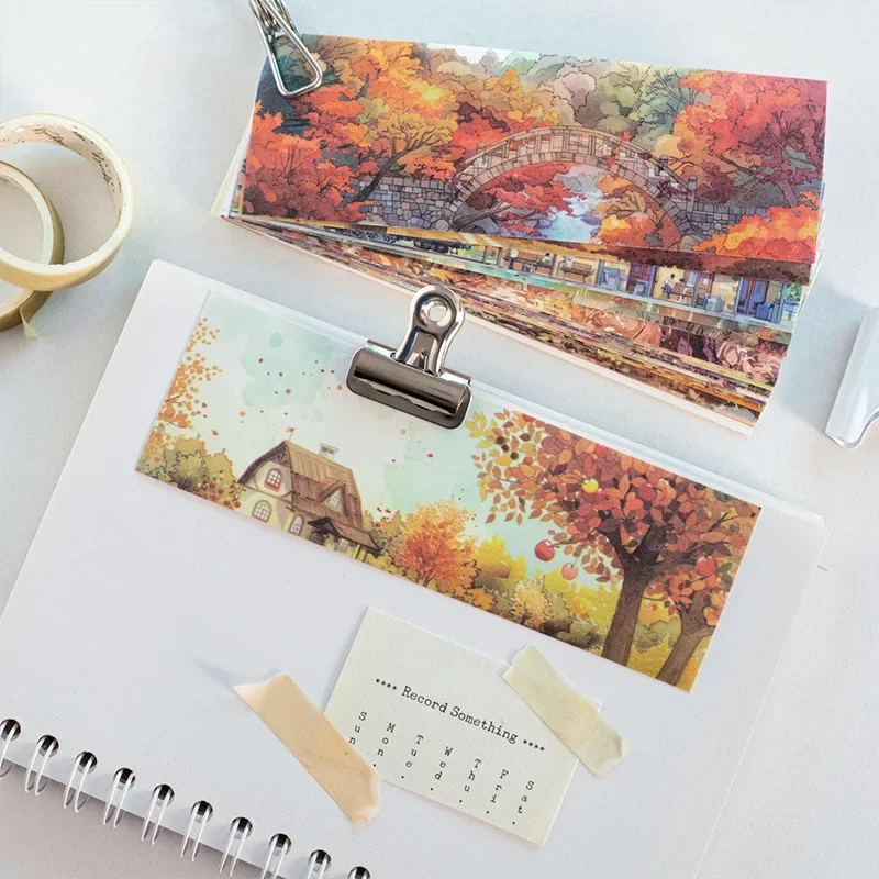 24pcs Scenic View Series Landscape Long Strip Sticker Book 4 Styles Adhesive Cute Style Journal Decoration Cute Stickers