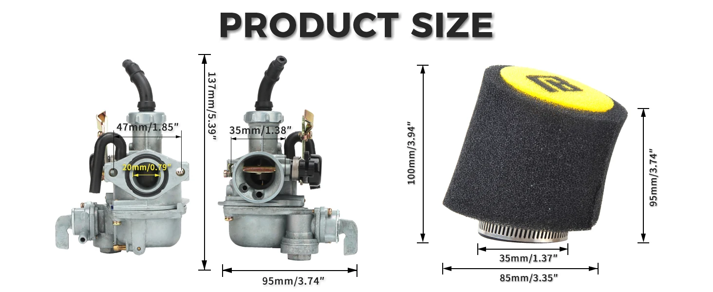 NIBBI Motorrad PZ20mm Vergaser 35mm Schwamm-Luftfilter-Kit für Honda CRF 50cc 90cc 110cc 125cc Roller Motocross Vergaser-Modifikation – Detail 5