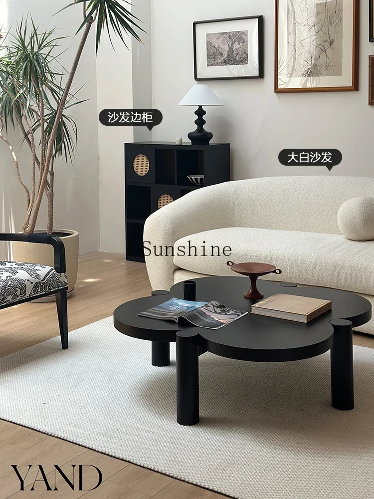 

French antique coffee table living room home, solid wood black Yandi furniture FT