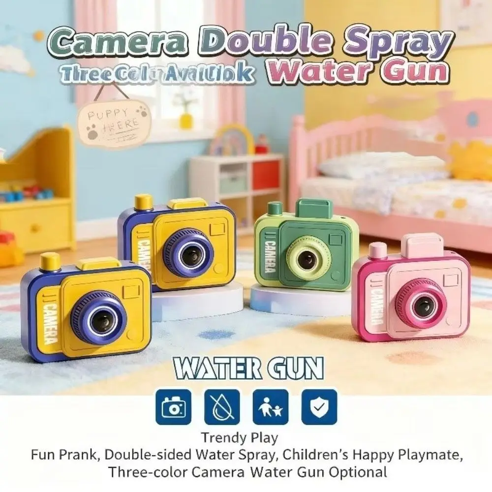 Double-sided Camera Water Blaster Retro Front & Rear Nozzles Prank Water Handheld Double Spray Function Squirt