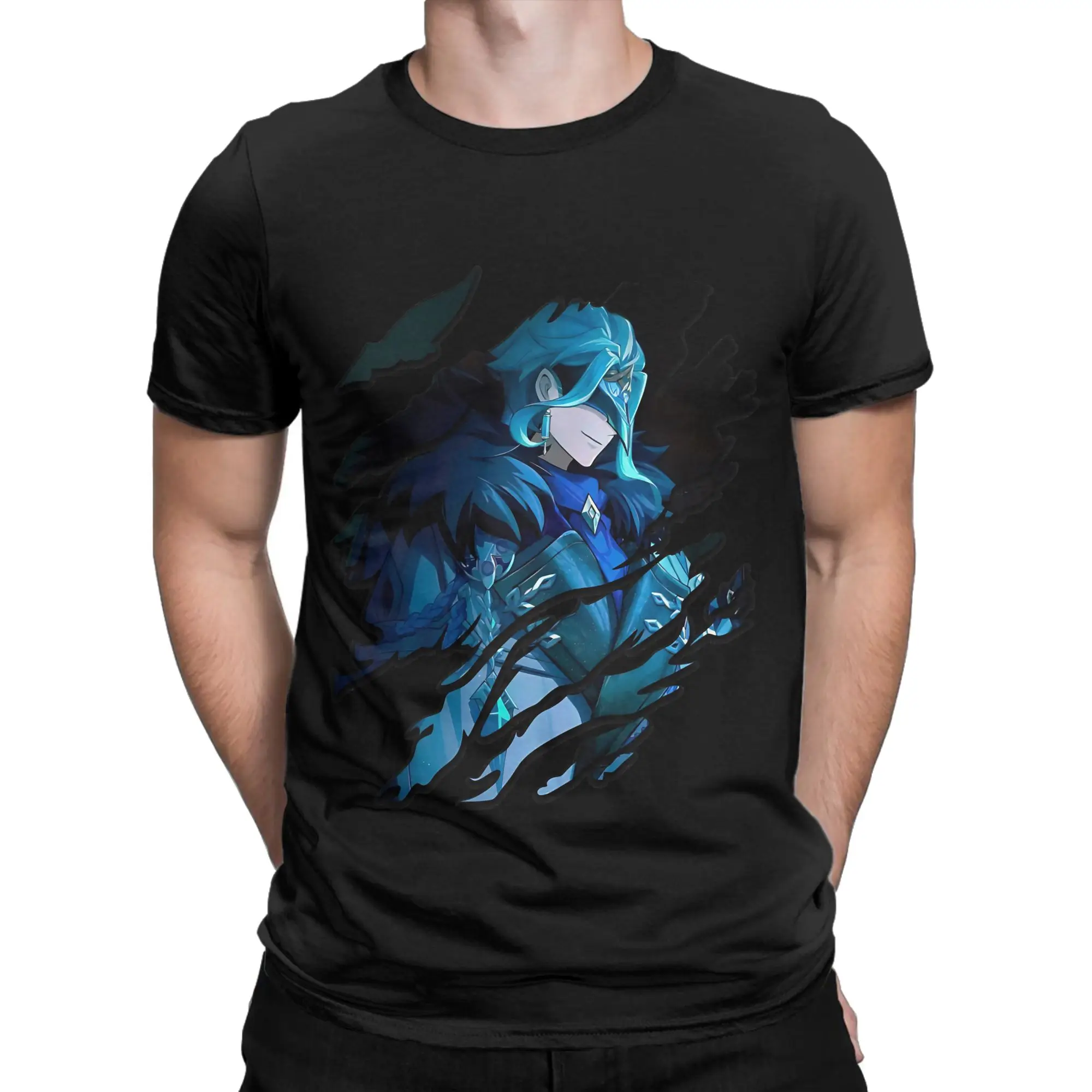 Genshin Impacts T Shirt Men 100% Cotton Leisure T-Shirt Crewneck  Tee Shirt Short Sleeve Tops New Arrival