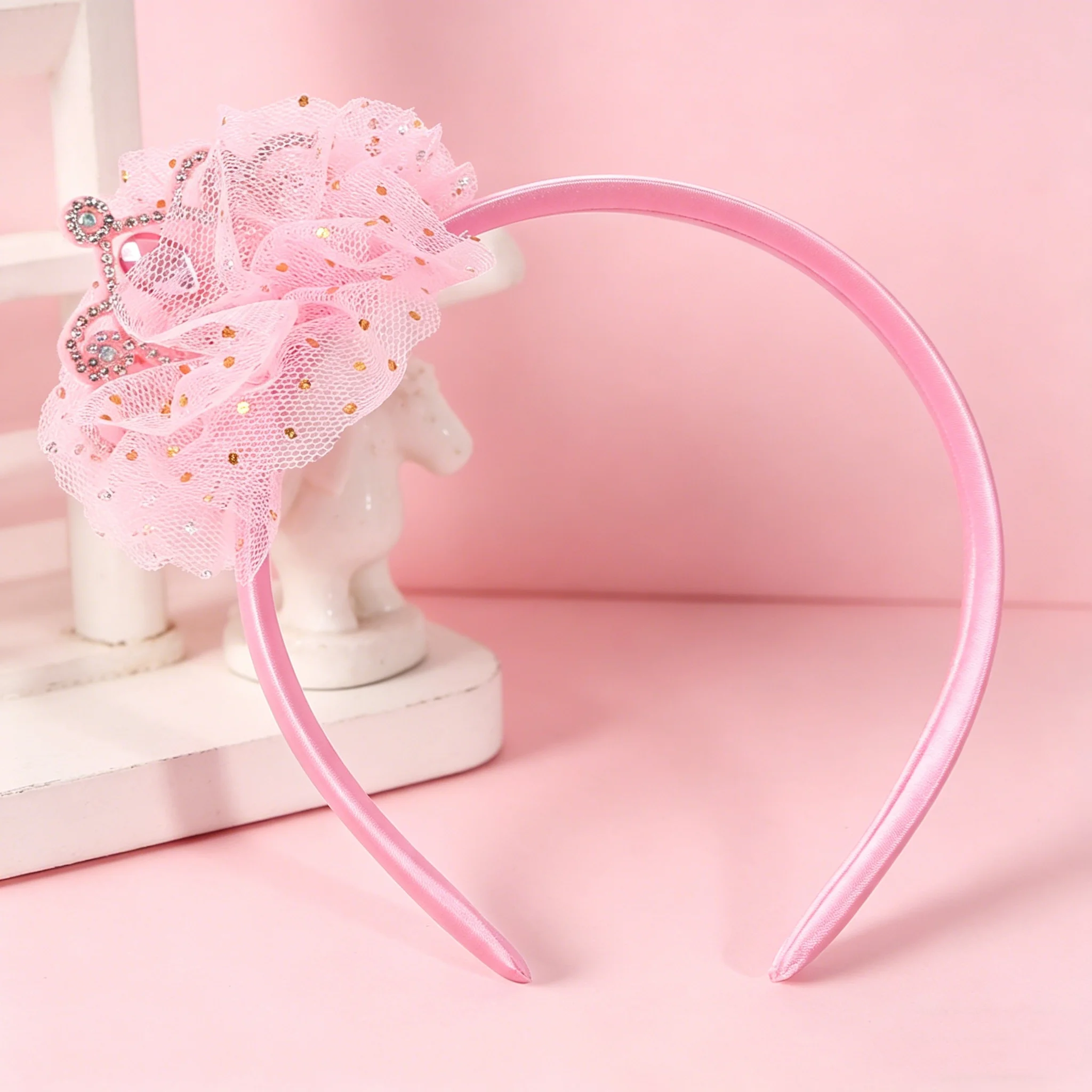1/2 Stück Mädchen Kronen-Stirnbänder Damen Blumen-Haarreifen Plastik Satin Haarbänder Kinder Familien-Dekoration Party Haaraccessoires – Detail 4