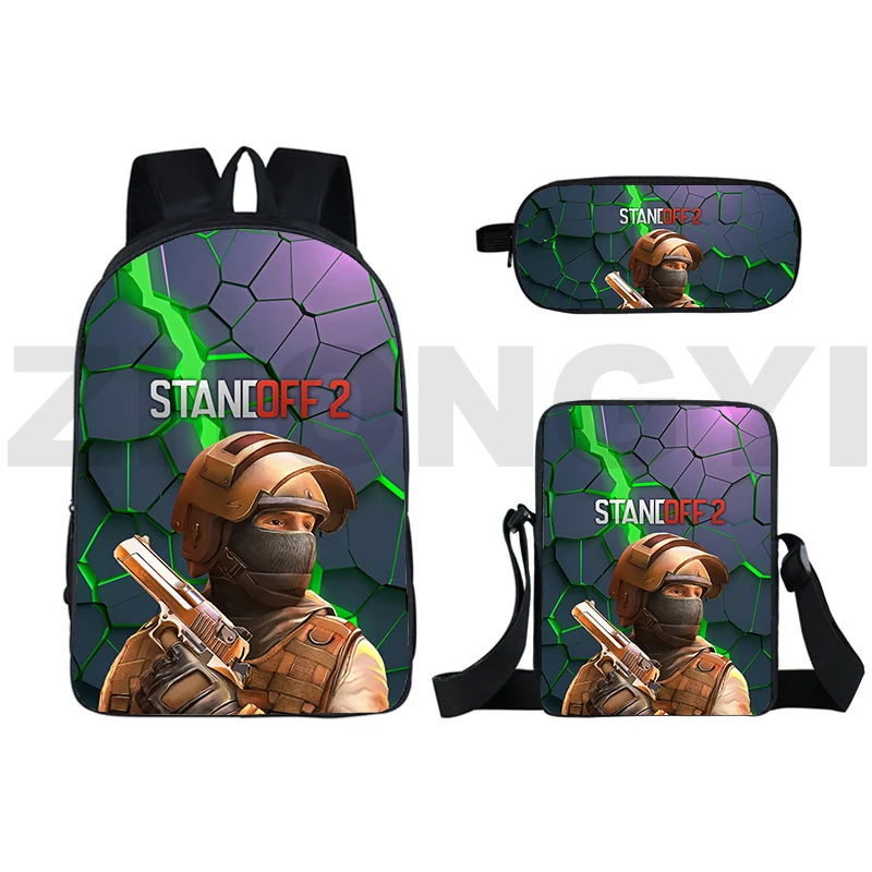 3 Pcs/Set Standoff 2 Backpacks Men Women 3D Print Shooting War Game Travel Bags Boys Girls Harajuku School Bags Teens Laptop Bag