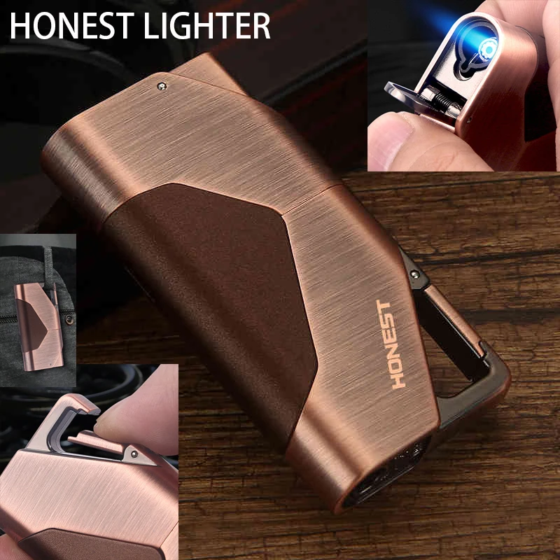 

Честная металлическая зажигалка для сигар, брелок с защитой от потери, ветрозащитный надувной фонарь, газовая зажигалка, многоцелевой аксессуар