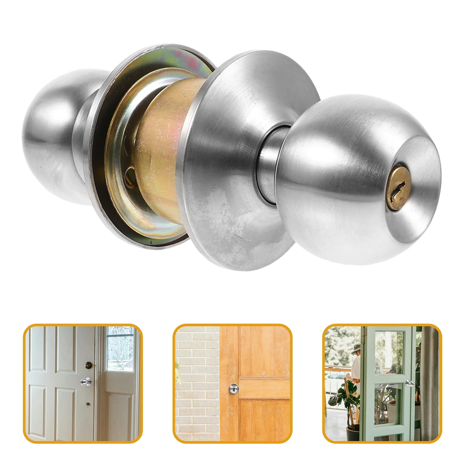 

1Set Reliable Spherical Door Lock Bedroom Knob Lock Stainless Steel Texture Fine Workmanship Simple Structure Property Safety