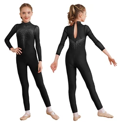 Kids Ballet Jazz Dancewear Splice Bodysuit Rhythmic Gymnastics Stage Wear Performance Costume Girls Figure Skating Unitards