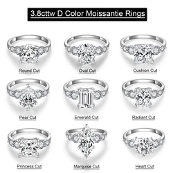 Serenity 3.8ct Emerald Heart Oval Marquise D Color Moissanite Rings for Women Wedding Bridal S925 Sterling Silver Rings Jewelry