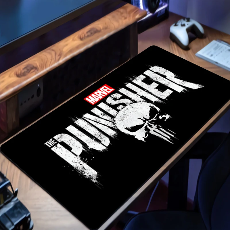 

Mouse Pad Laptop Gaming Accessories Mousepad Anime Black P-punisher Logo HD Print Desktop Mouse Mat Computer Gamer Keyboard Pad
